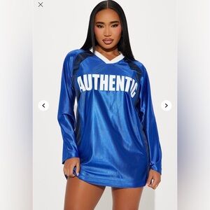 Fashion Nova Blue 'AUTHENTIC' Long Sleeve Jersey